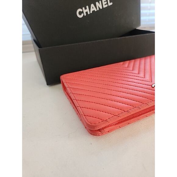 CHANEL Classic Long Flap Bifold Wallet Lamb Skin Authentic HTF Pink - Picture 3 of 12
